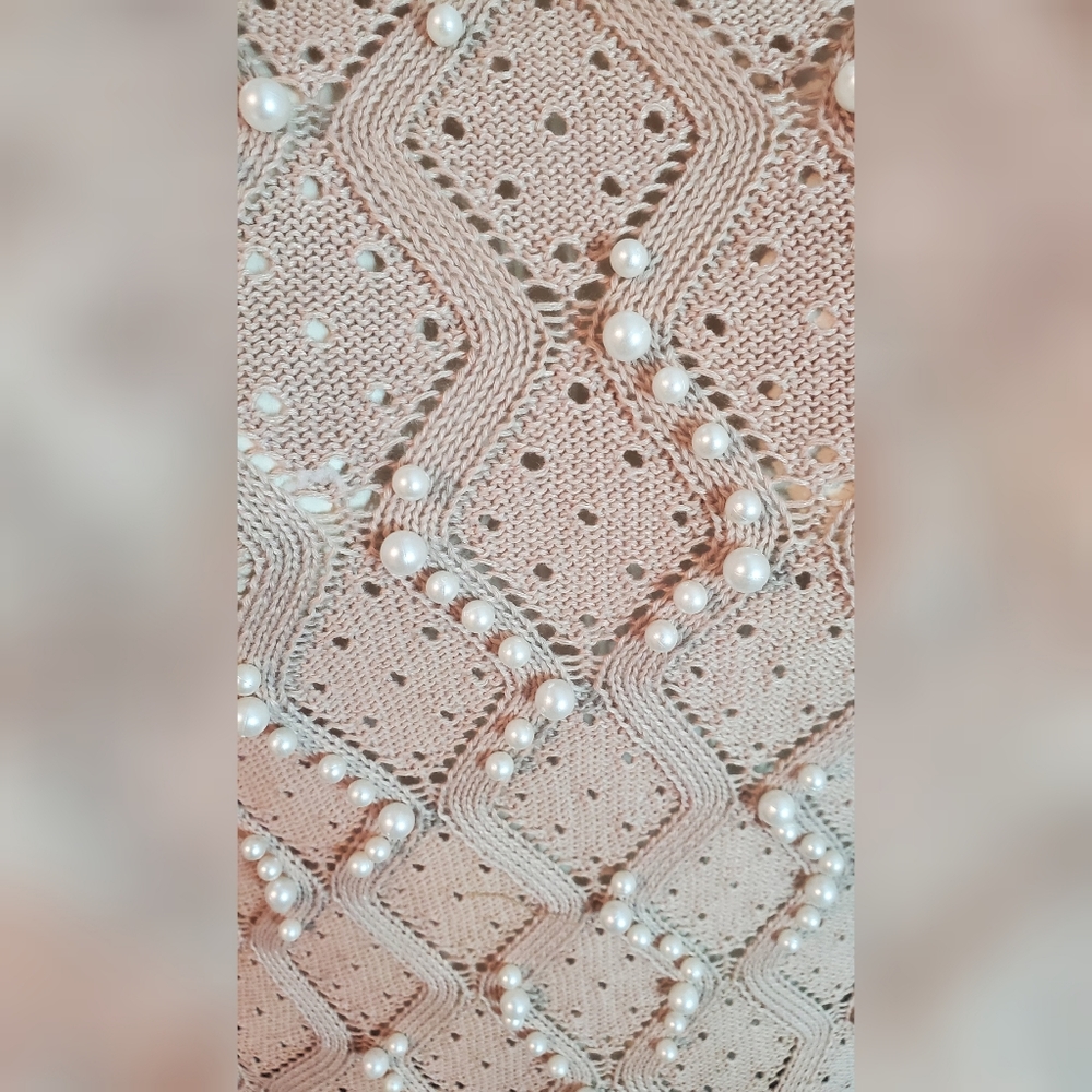 NWOT Blush beaded hollow out knit sweater - Picture 4 of 6